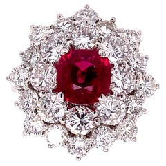 RUCHI Ruby Cushion and Brilliant Diamond White Gold Cocktail Ring