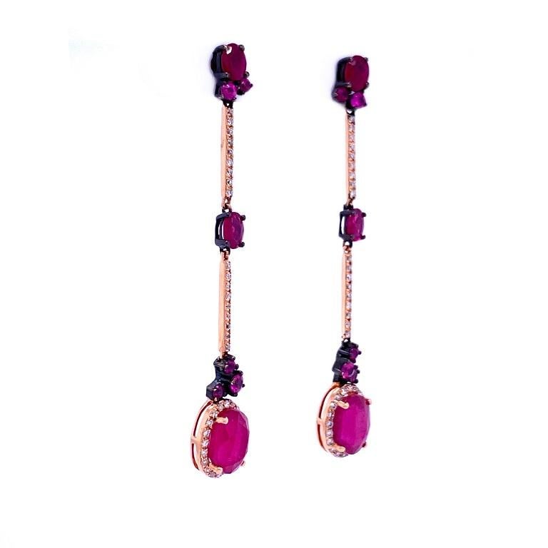 18K Rose Gold
Untreated Rubies: 1.17ctw.
Glass Filled Rubies: 2.92ctw.
Diamonds: 0.22ctw.
All diamonds are G-H/SI stones.