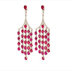 RUCHI Ruby & Diamond White Gold Chandelier Dangle Earrings