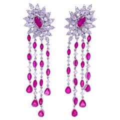 RUCHI Ruby and Brilliant-Cut Diamond White Gold Chandelier Earrings