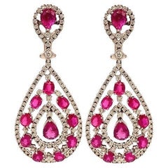 RUCHI Boucles d'oreilles clips en or blanc avec rubis et diamants