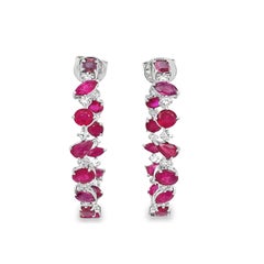 Ruchi New York Ruby and Diamond Hoop Earrings