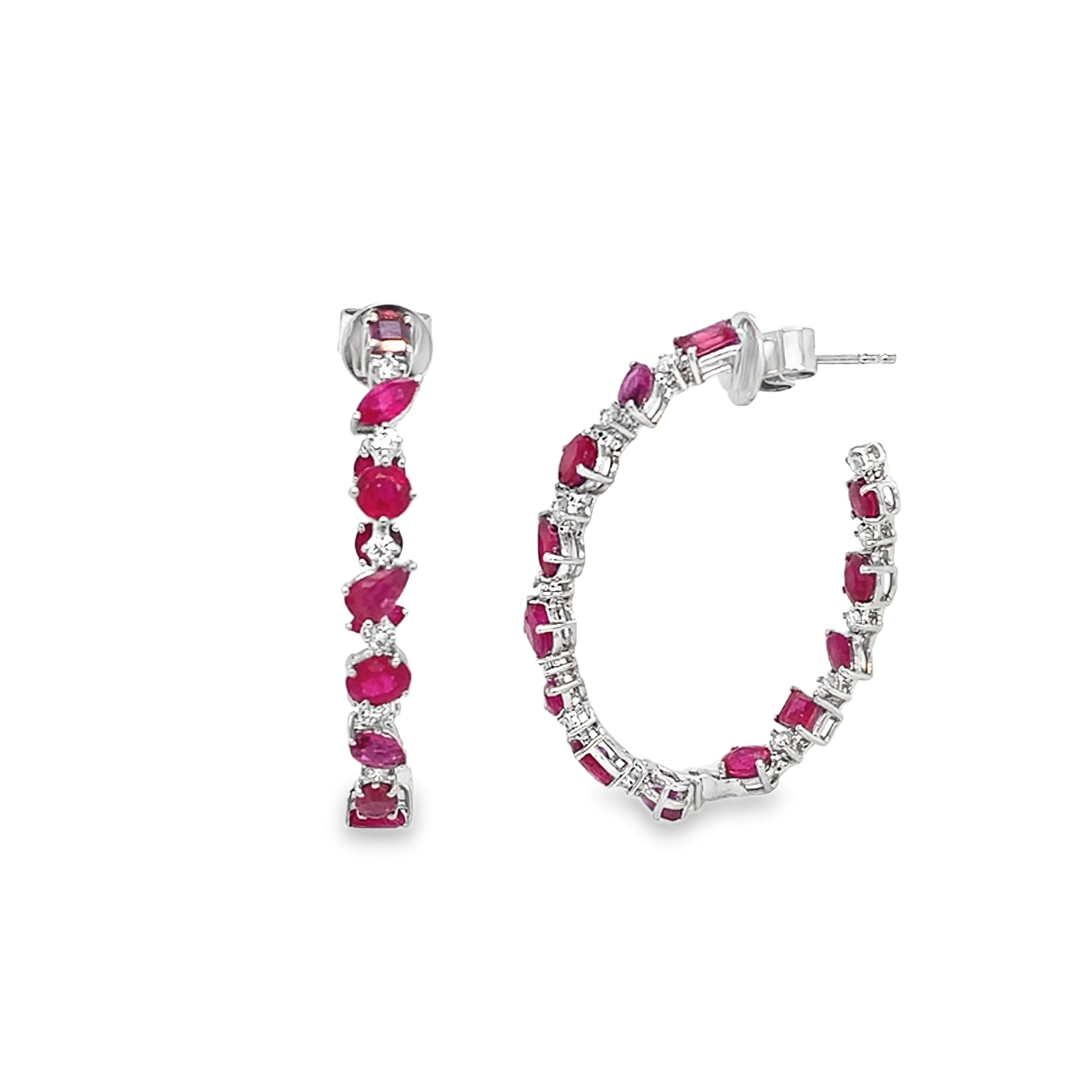 De las mujeres Pendientes de aro de rubí y diamantes Ruchi New York en venta