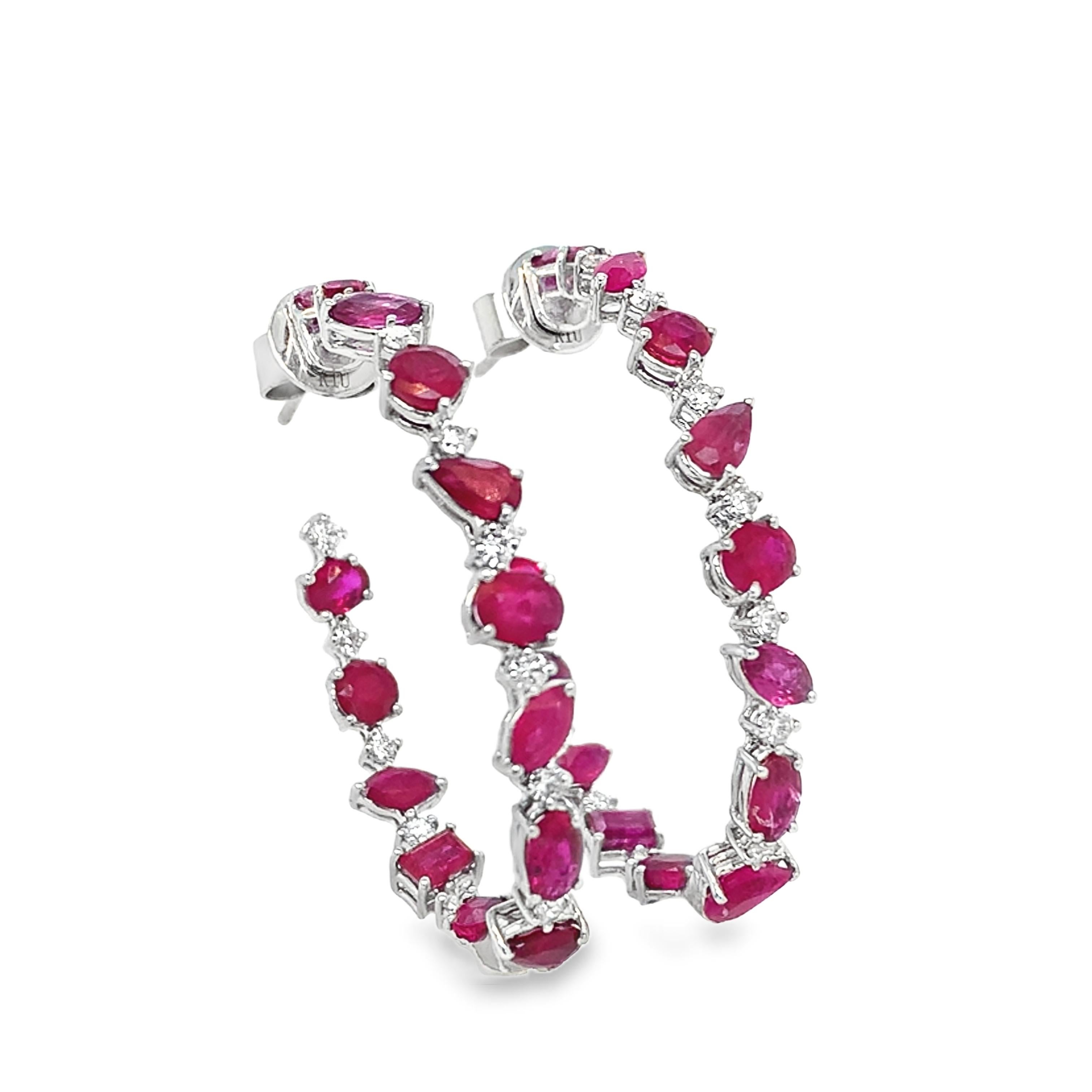 Pendientes de aro de rubí y diamantes Ruchi New York en venta 1