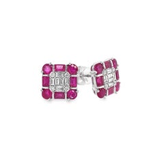 Ruchi New York Ruby and Diamond Stud Earrings