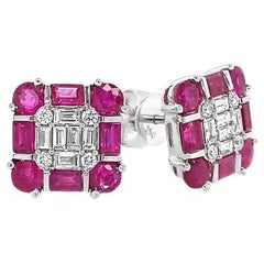 Ruchi New York Ruby and Diamond Stud Earrings
