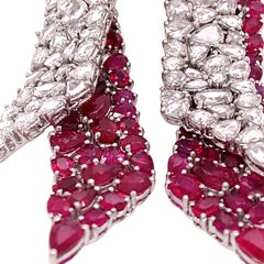 RUCHI Rose-Cut Ruby and Diamond White Gold Statement Dangle Earrings