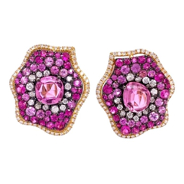 Ruchi New York Ruby, Pink Sapphire and Diamond Earrings