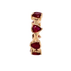RUCHI Alternating Pear-Shaped Ruby Yellow Gold Wavy Ring