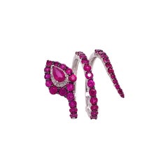 RUCHI Ruby and Diamond White Gold Snake Wrap Ring