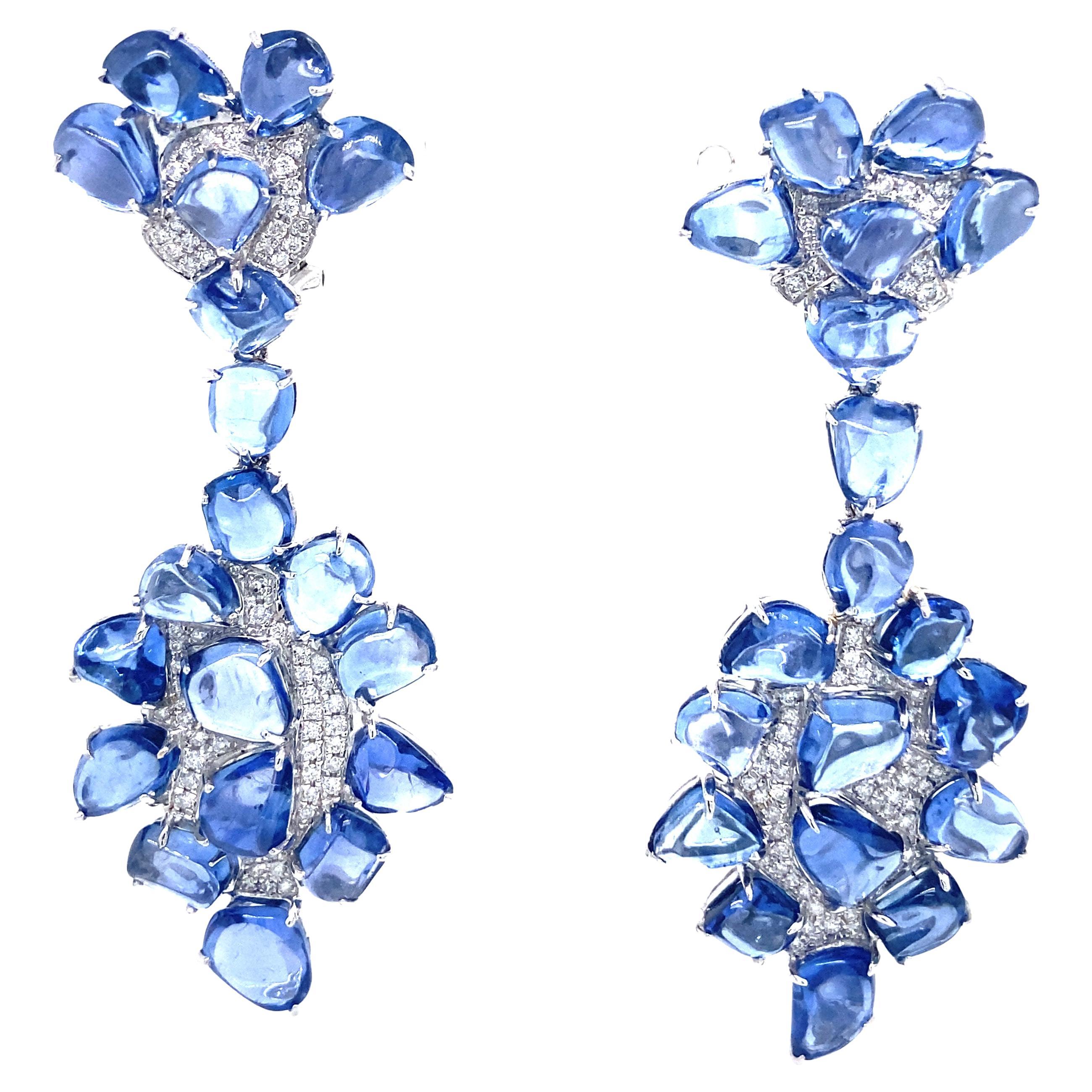 Ruchi New York Blue Sapphire and Diamond Art Deco Style Earrings For ...