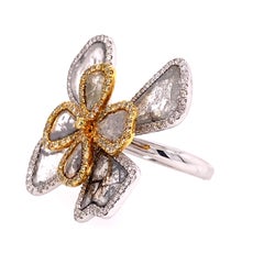 RUCHI Diamond Slice and Brilliant-Cut Pavé Two-Tone Gold Cocktail Flower Ring