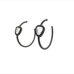 RUCHI Slice Diamond & Pavé Black Diamond Black Gold Hoop Earrings