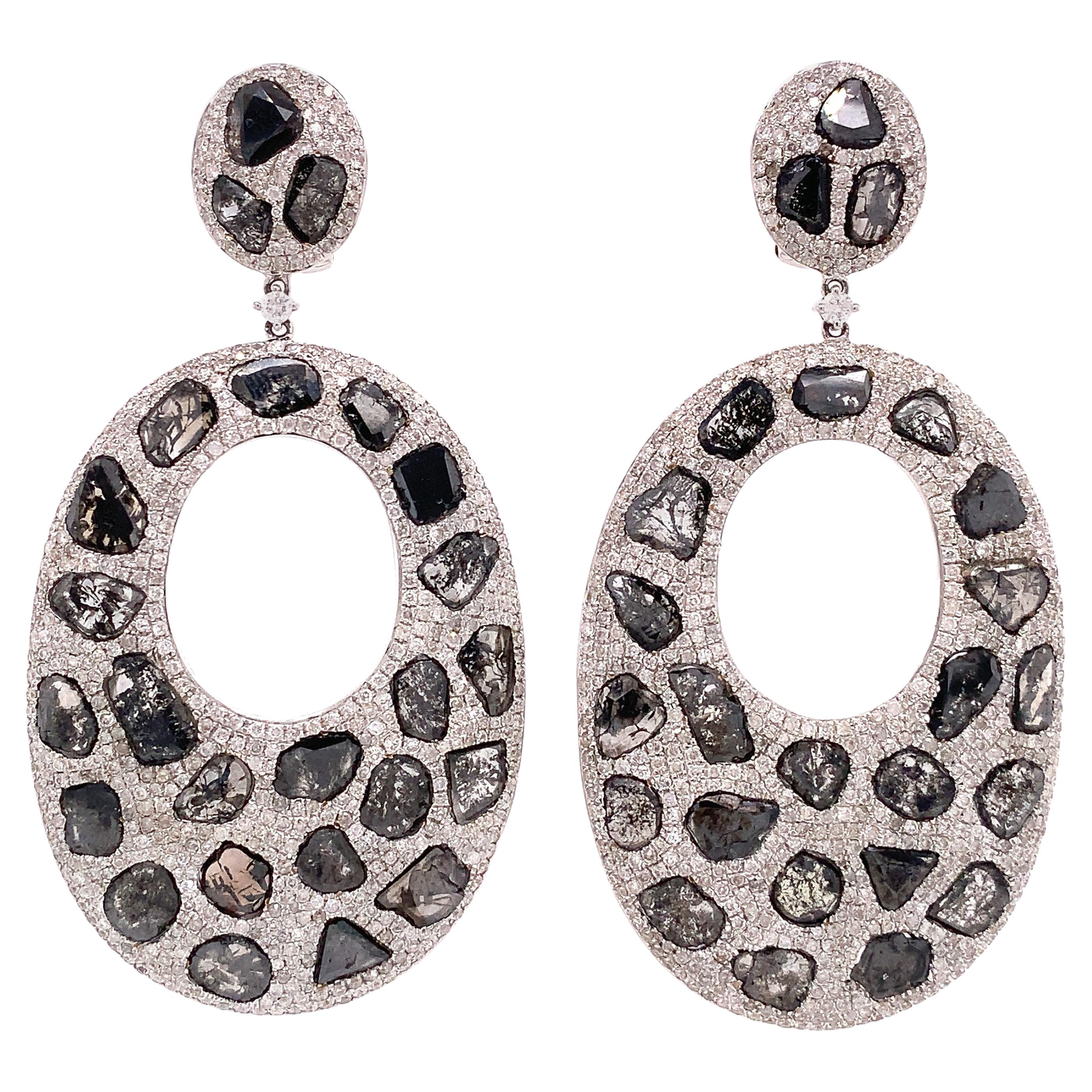 RUCHI Sliced Diamond & Pavé Diamond White Gold Dangle Earrings