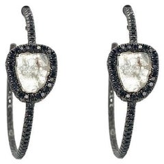 RUCHI Slice Diamond & Pavé Black Diamond Black Gold Hoop Earrings