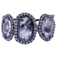 RUCHI Slice and Brilliant-Cut Pavé Diamond Black Rhodium Half-Band Ring