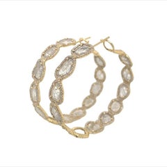 RUCHI Sliced Diamond & Pavé Diamond Yellow Gold Hoop Earrings