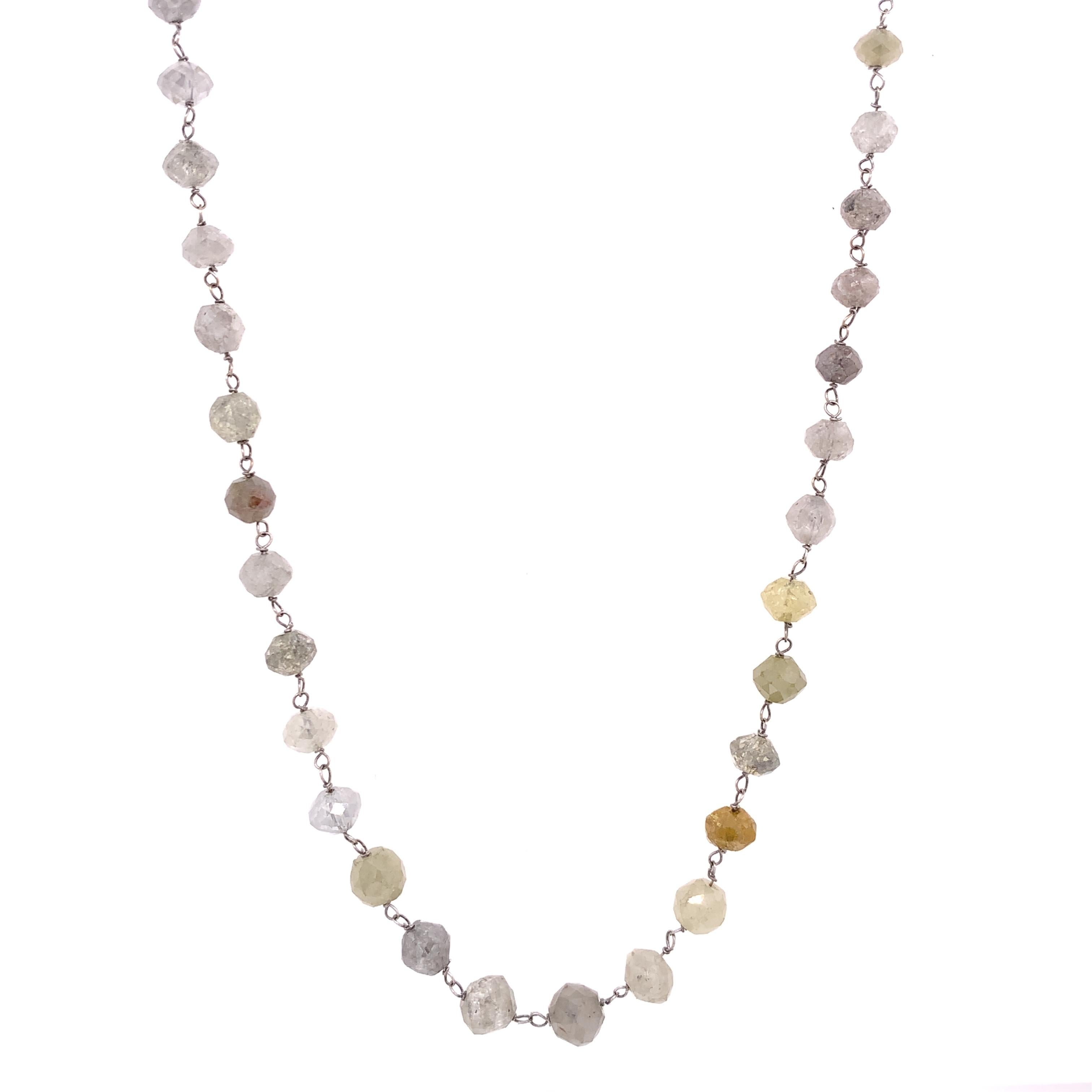 Mixed Cut RUCHI Diamond Slice Medallion and Icy Diamonds Beads Necklace For Sale