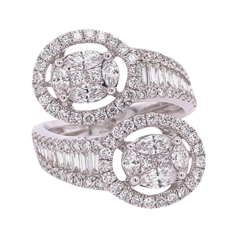 RUCHI Mixed-Cut Diamond White Gold Bypass Cocktail Ring