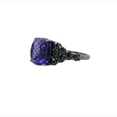 RUCHI Tanzanite & Black Diamond Black Rhodium Gold Ring