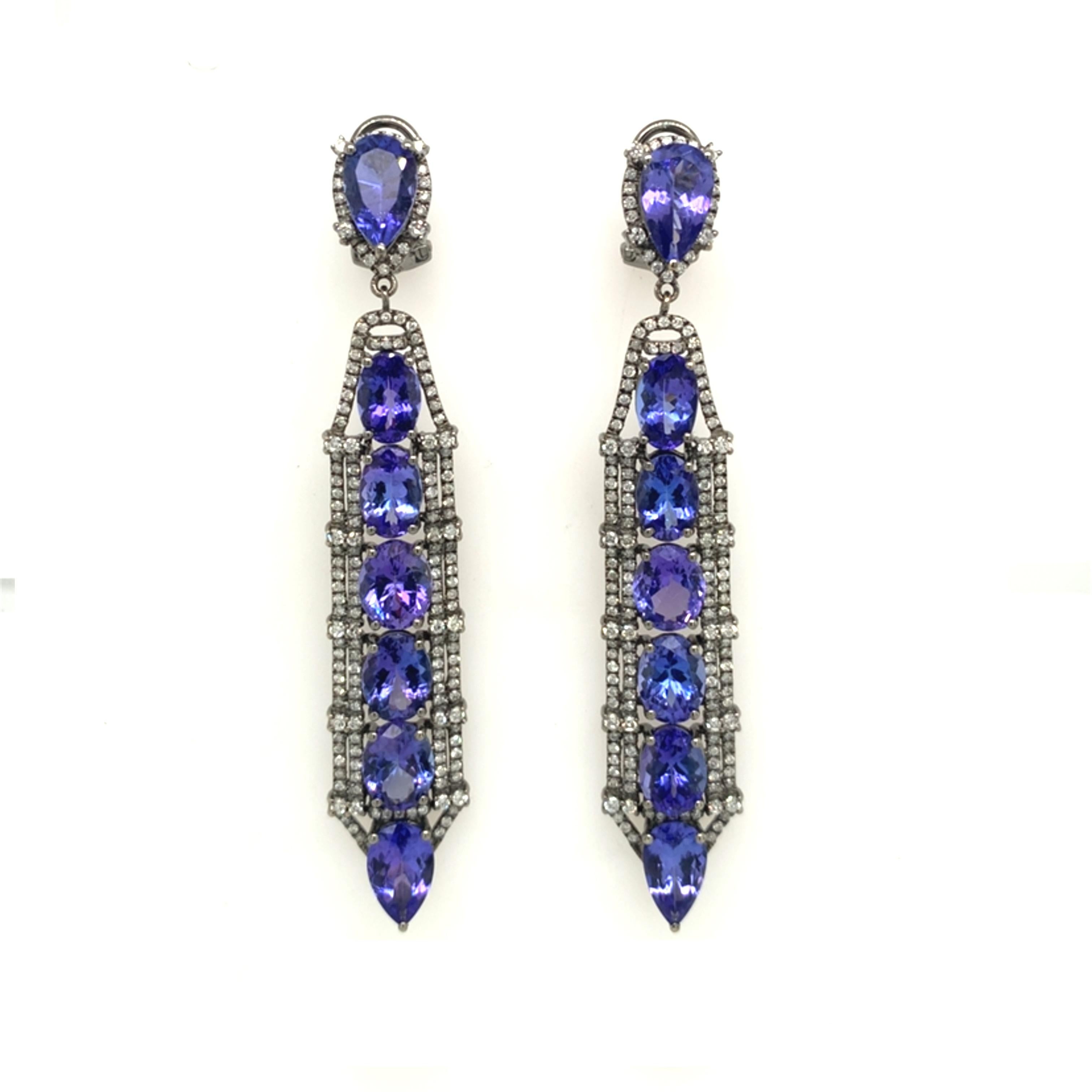 Pendientes de tanzanita y diamantes Ruchi New York Contemporáneo en venta