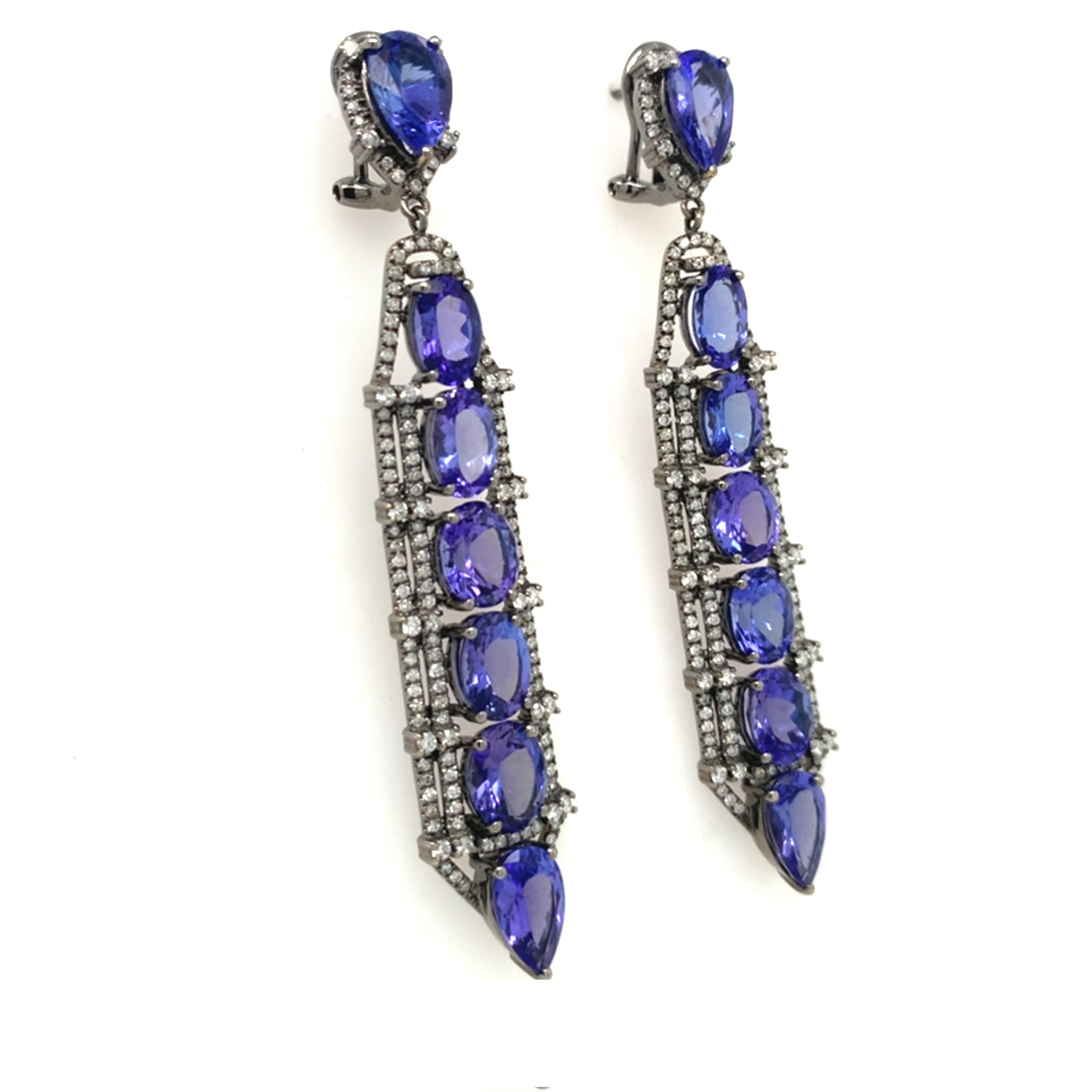 Pendientes de tanzanita y diamantes Ruchi New York en venta 1