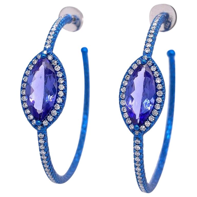 Ruchi New York Tanzanite and Diamond Hoop Earrings