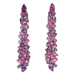 Ruchi New York Tanzanite and Pink Sapphire Chandelier Earrings
