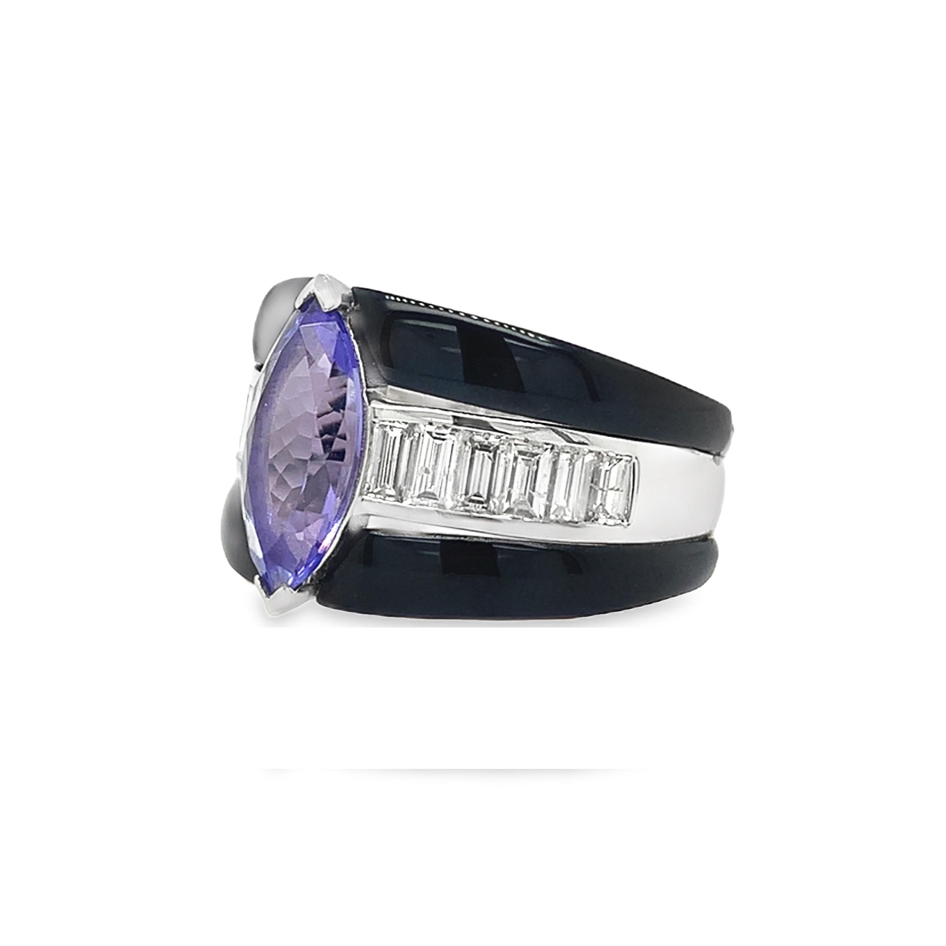 Ruchi New York Tanzanite, Diamond and  Black Agate Ring For Sale 1