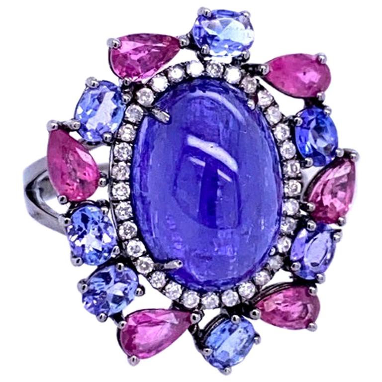 Ruchi New York Tanzanite, Pink Sapphire and Diamond Cocktail Ring