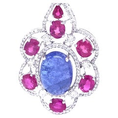 RUCHI Tanzanite, Ruby & Diamond White Gold Statement Dangle Earrings