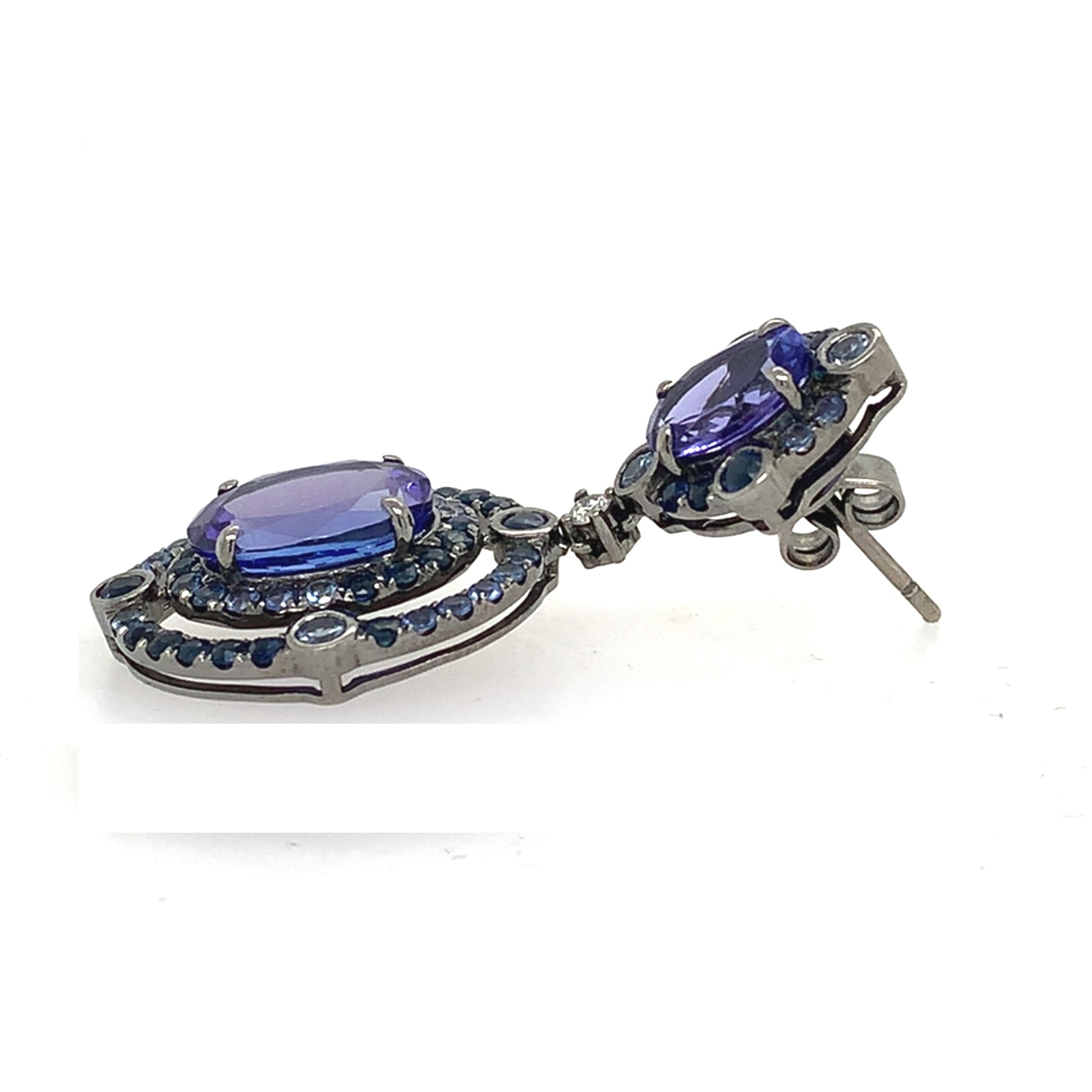 Pendientes de tanzanita, zafiro y diamantes Ruchi New York en venta 1