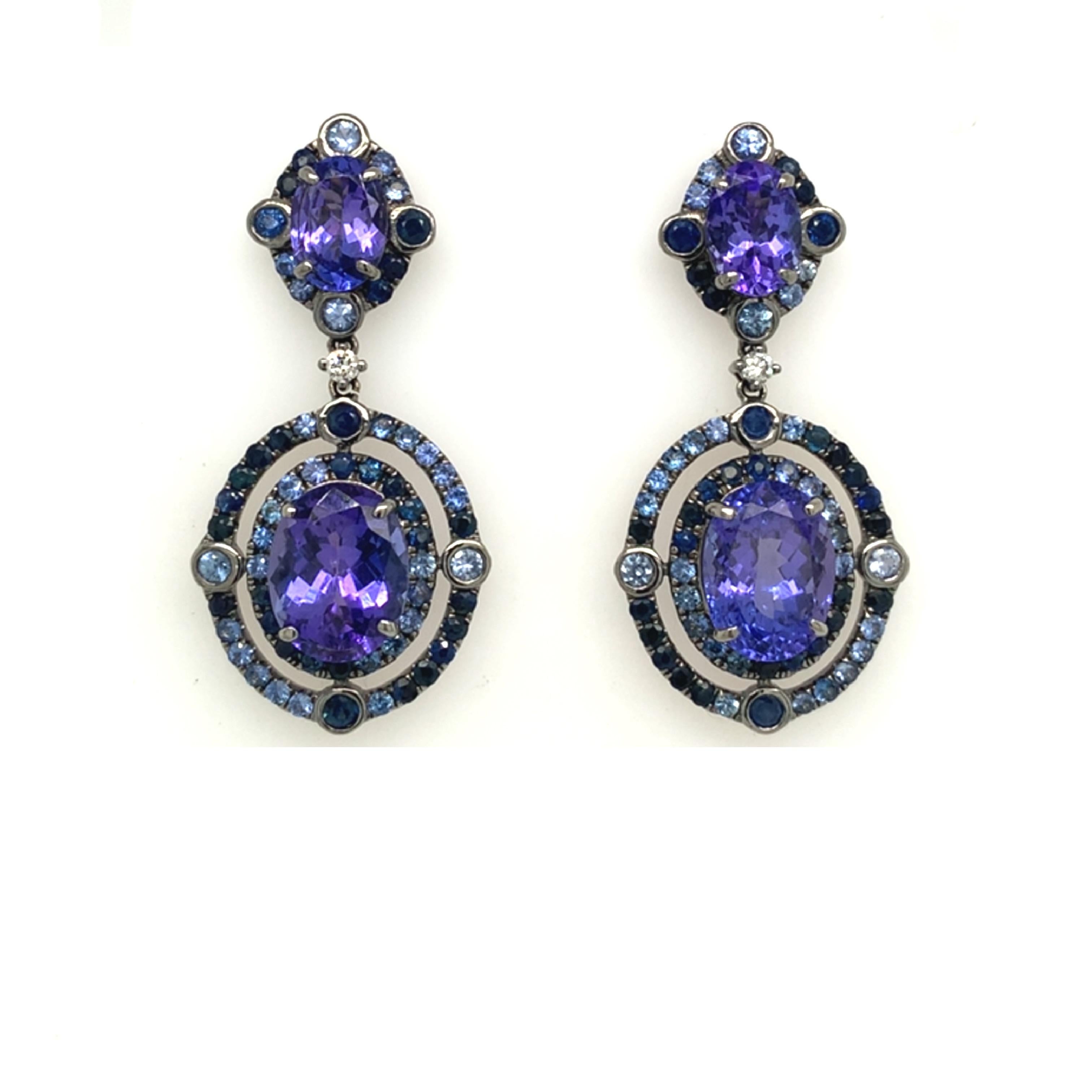 Pendientes de tanzanita, zafiro y diamantes Ruchi New York en venta 2
