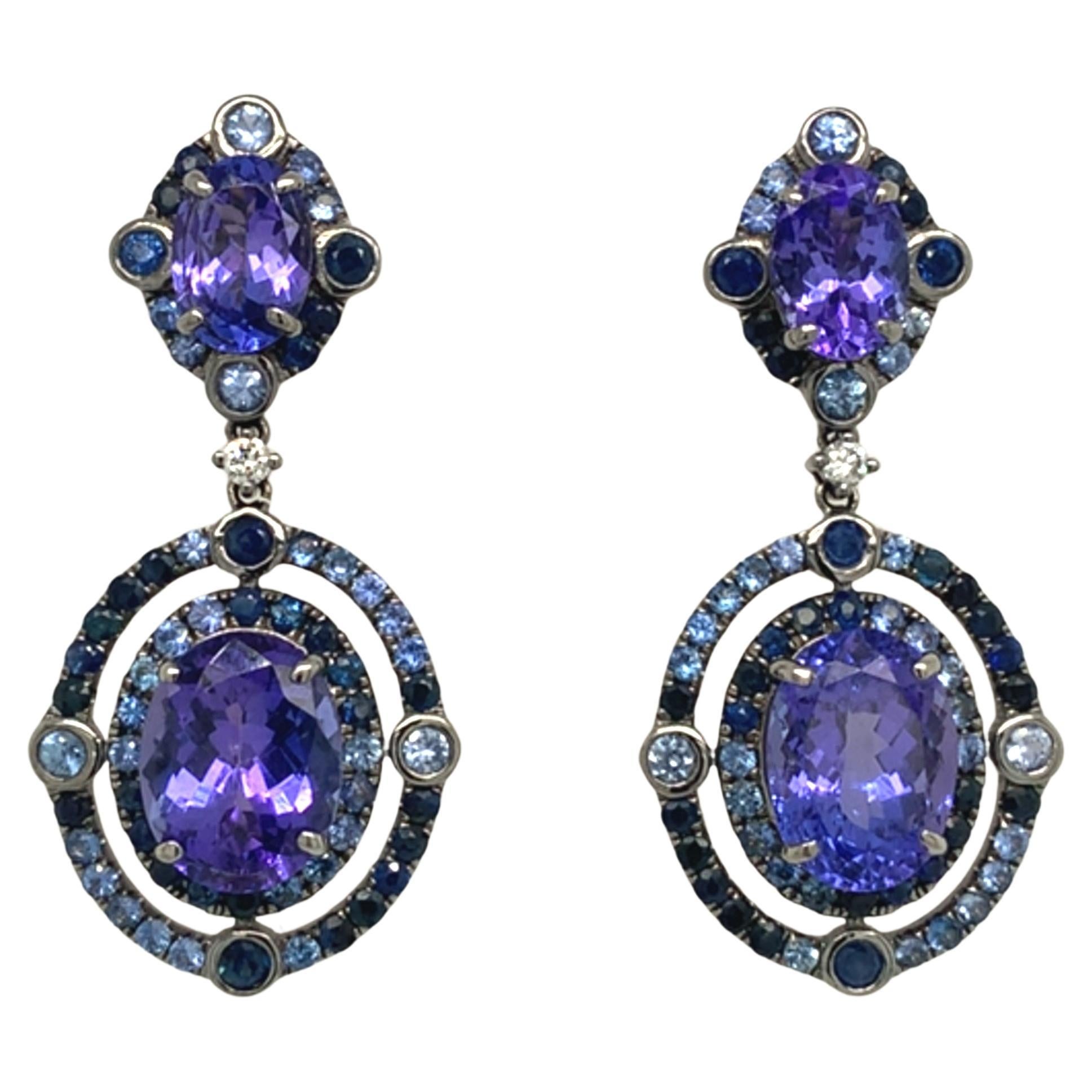 Ruchi New York Tanzanite, Sapphire and Diamond Earrings