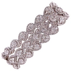 RUCHI Three-Strand Mixed Cut Diamond with Pear Shape Frame White Gold Bracelet