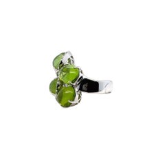 RUCHI Green Tourmaline Cabochons & Diamond White Gold Statement Ring