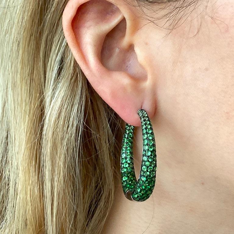 Ruchi New York Tsavorite Garnet Ombre Hoop Earrings For Sale At 1stdibs Inside Out Ombre Hoop Earrings