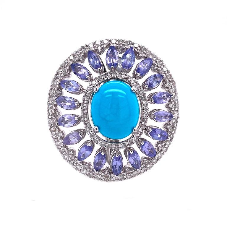 Contemporary Ruchi New York Turquoise, Tanzanite and Diamond Earrings