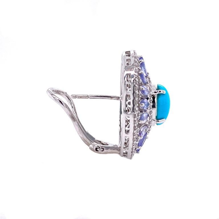 Mixed Cut Ruchi New York Turquoise, Tanzanite and Diamond Earrings