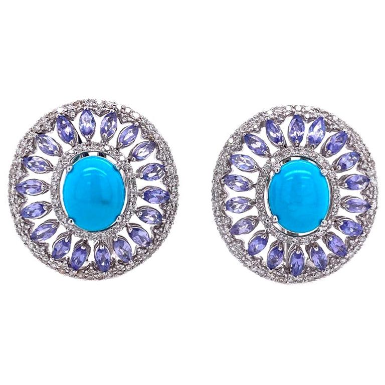Ruchi New York Turquoise, Tanzanite and Diamond Earrings