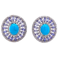 Ruchi New York Turquoise, Tanzanite and Diamond Earrings Ruchi New York Turquoise, Tanzanite and Diamond Earrings