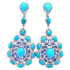 Boucles d'oreilles Ruchi New York en turquoise, tanzanite et diamants