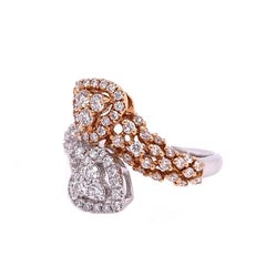 RUCHI Brilliant Diamond Heart Two-Tone Gold Bypass Ring