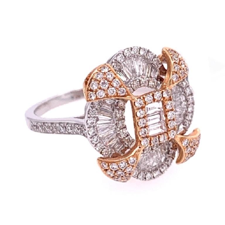 18K White and Rose Gold
Diamonds: 1.07ct total weight.
All diamonds are G-H/SI stones.