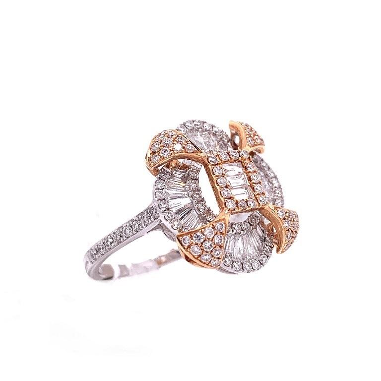 Contemporary RUCHI Mixed-Shape Diamond Two-Tone Gold Cocktail Ring For Sale