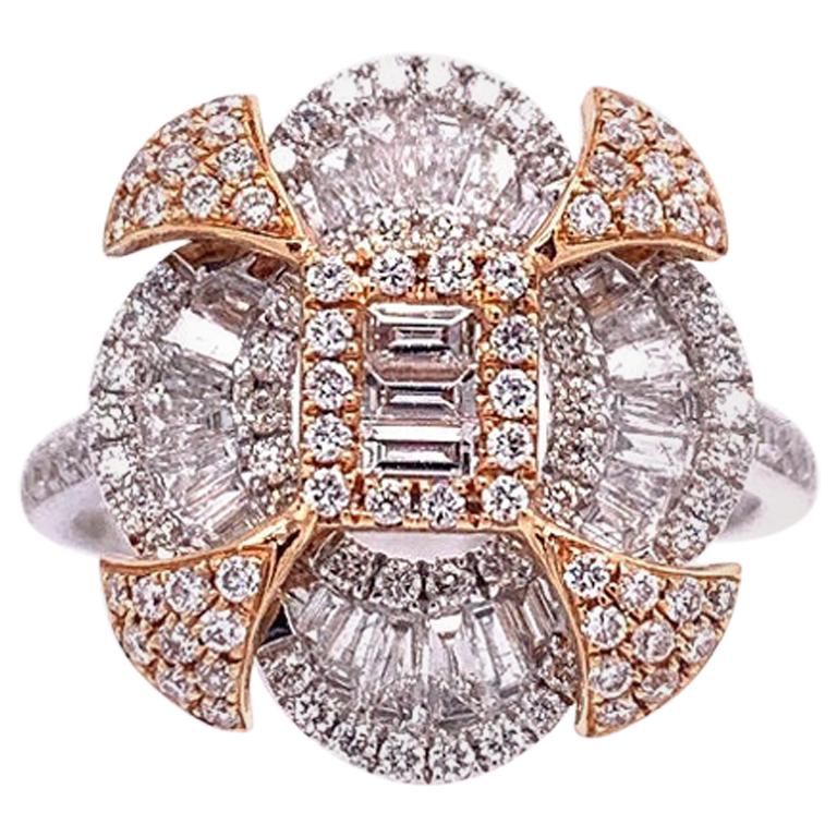 RUCHI Mixed-Shape Diamond Two-Tone Gold Cocktail Ring For Sale