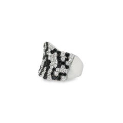 RUCHI White & Black Pavé Diamond White Gold Curvy Ring