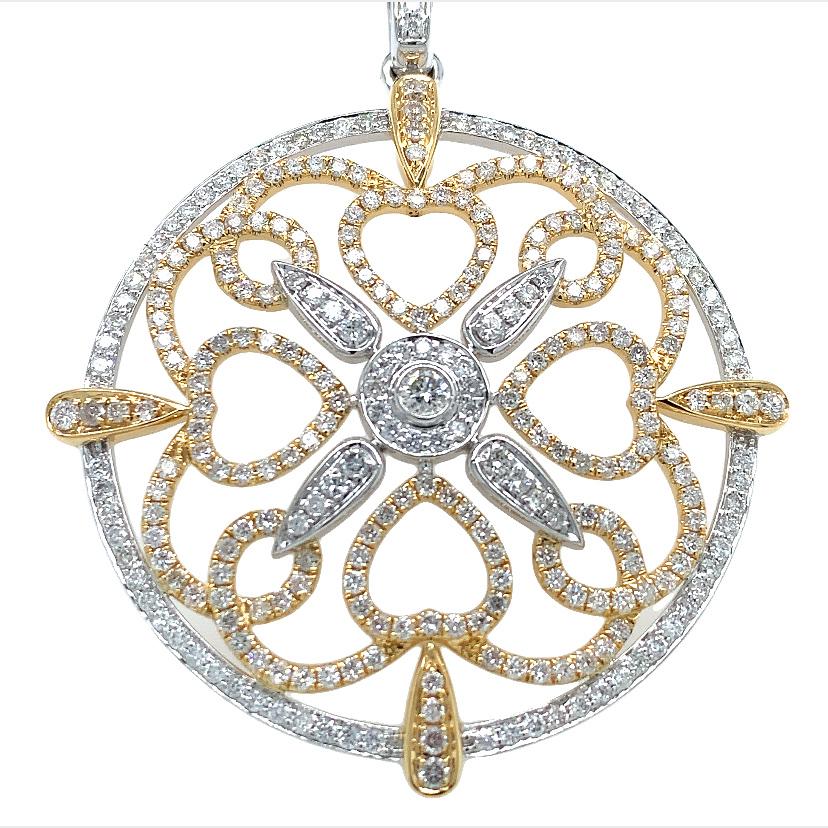 Taille mixte RUCHI Collier pendentif croix en or bicolore et diamants en vente