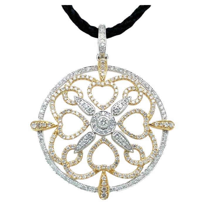 RUCHI Diamond Two-Tone Gold Cross Pendant Necklace For Sale