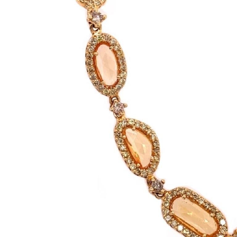Contemporary RUCHI Yellow Sapphire with Fancy Yellow and White Diamond Yellow Gold Bracelet For Sale